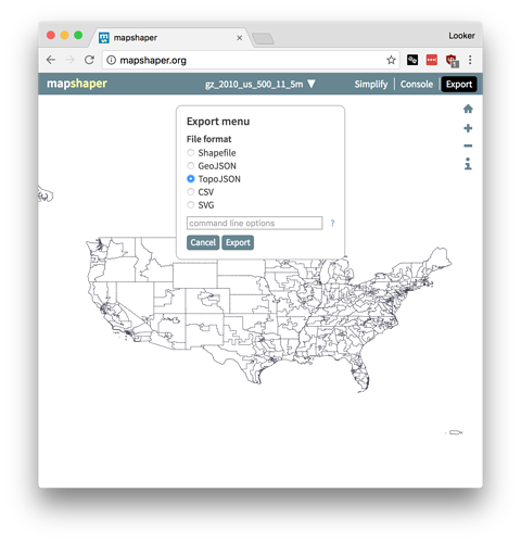 Converting Shapefiles To Topojson Looker Help Center